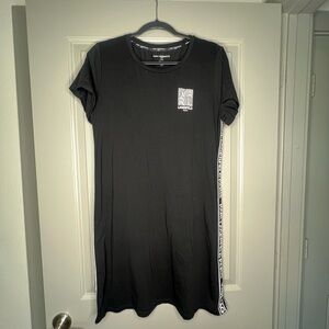 Karl Lagerfeld-Black T-Shirt Dress with Side Logo Tape
